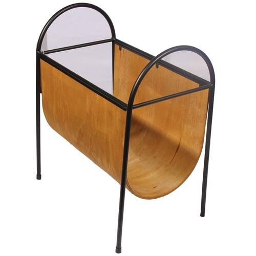 Home Nature Revistero de Madera New York con Base de Metal 36*22*45 Cm