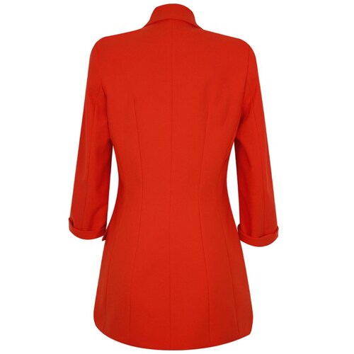 Saco para Mujer Naranja Cuello Solapa Diseño con Elevadores en Mangas City Femme