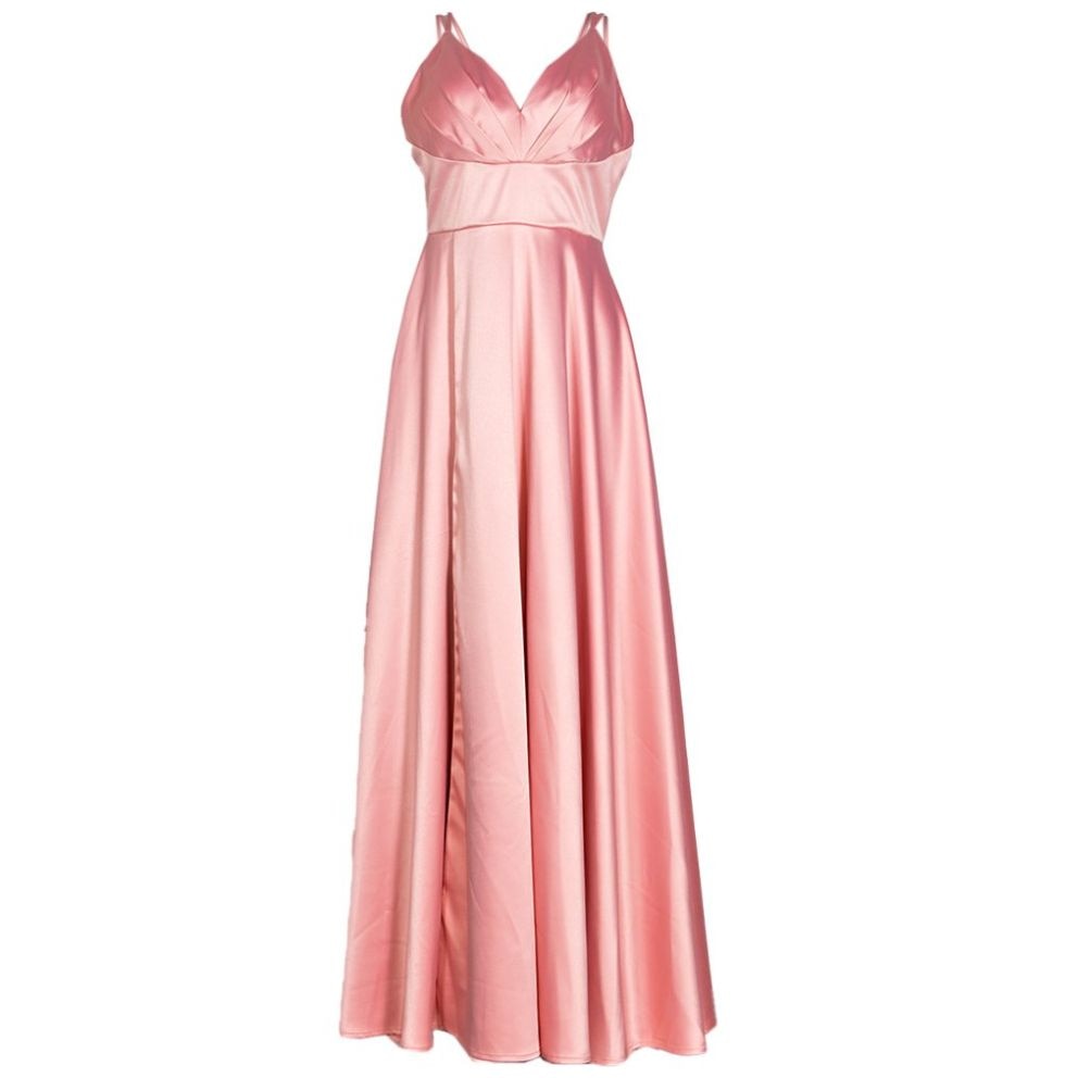 Vestidos largos de chiffon con escote en V y cinturón de lazo con abertura Narciso