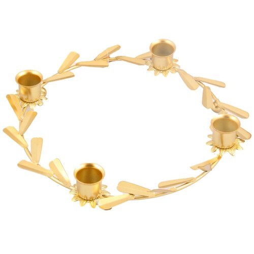Home Nature Portavelas Corona de Metal Color Dorado 25*25*4.3 Cm