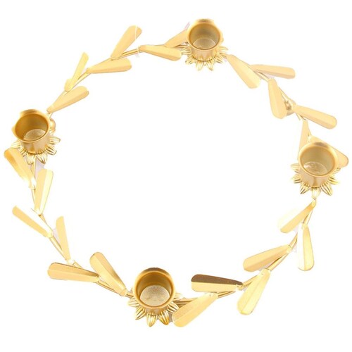 Home Nature Portavelas Corona de Metal Color Dorado 25*25*4.3 Cm