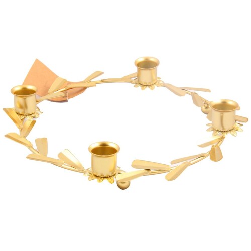 Home Nature Portavelas Corona de Metal Color Dorado 25*25*4.3 Cm