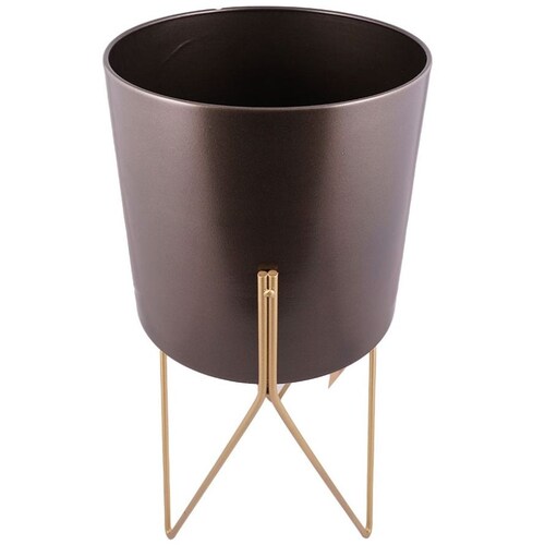 Home Nature Macetero Decorativo Loreto Mediano de Metal con Patas Doradas   20*20*43 Cm