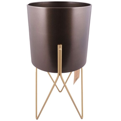 Home Nature Macetero Decorativo Loreto Mediano de Metal con Patas Doradas   20*20*43 Cm