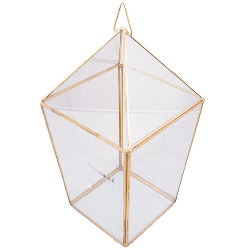 Home Nature Farol Malta Grande de Vidrio Y Metal Color Dorado 16*16*33 Cm