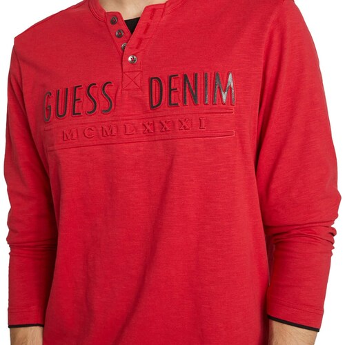 Guess Factory Playera Guess Roja Algodon Cuello Cuello Redondo