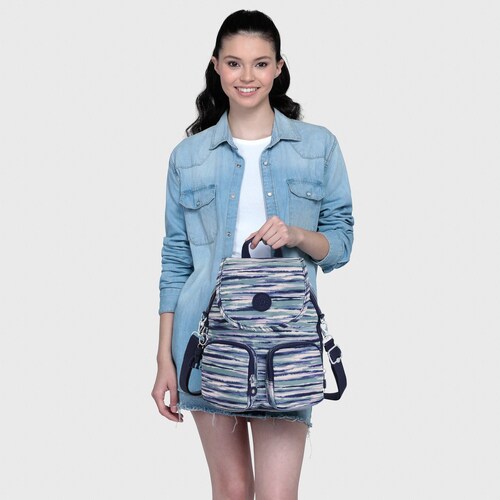 Mochila Kipling Firefly Up Brush Stripes para Mujer
