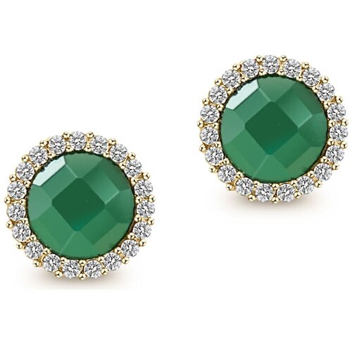 Aretes Piedra Natural Ágata Verde y Microcristales Facetados Emanuel Ungaro