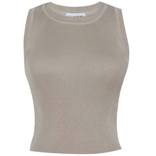 Top City Femme Manga Sin Manga Cuello Redondo Diseño: Liso