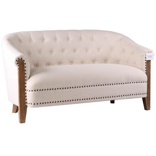 Loveseat French Ivory Capitonado Vintage Home