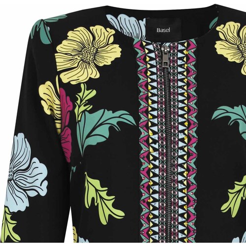 Saco para Mujer Manga Larga Cuello Redondo Diseño: Estampado Floral Multicolor Basel