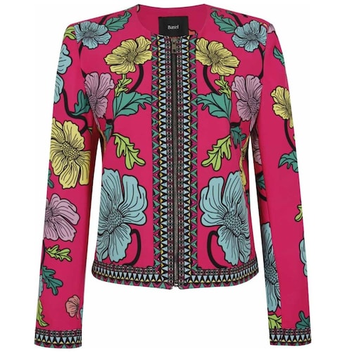 Saco para Mujer Manga Larga Cuello Redondo Diseño: Estampado Floral Multicolor Basel