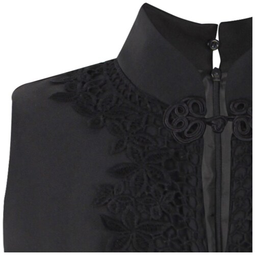 Vestido Basel Manga Sin Mangas Cuello Mao Diseño: Estilo Oriental