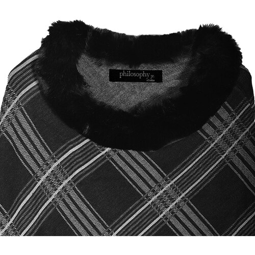 Capa para Mujer Corta con Pelo en Combinación Estampado