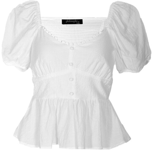 Blusa Corta con Smock en Cintura Y Olanes Philosophy