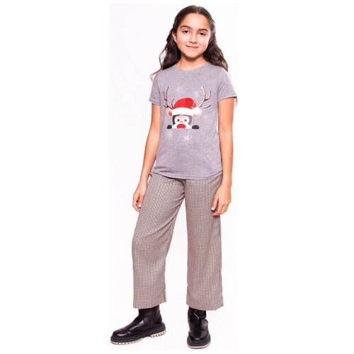 Playera para Niña Manga Corta de Reno Y Copos Studio si