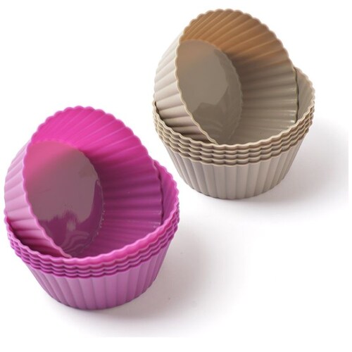 Set 12 Capacillos Silicón Rosa Y Café Press