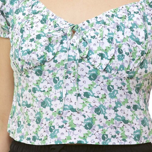 Top Manga Corta Floral para Dama Jeanious
