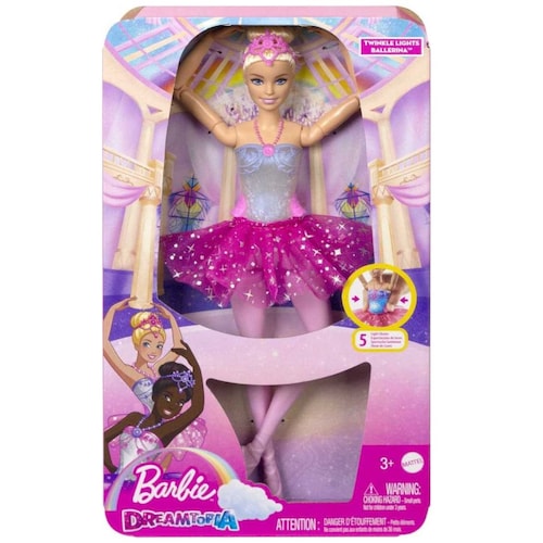 Barbie Fantasía Muñeca Bailarina Luces Brillantes Tutú Rosa