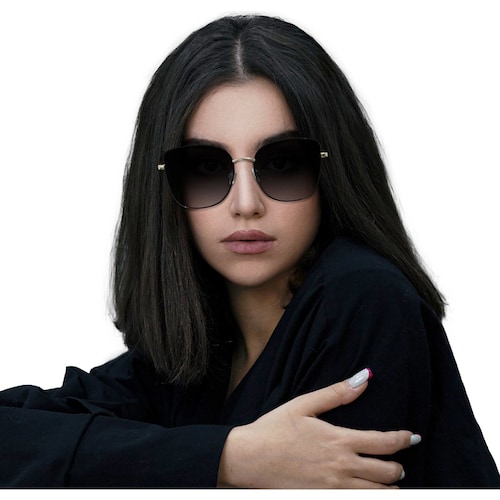 Lentes de Sol Cuadrado Metal Dorado-Negro Mica Negra Emanuel Ungaro