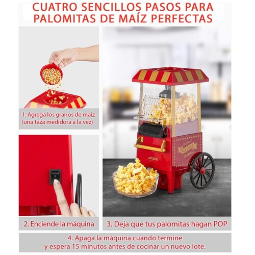 Máquina de Palomitas Rojo Retro Classic Aicok