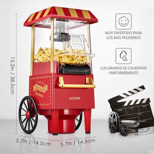 Máquina de Palomitas Rojo Retro Classic Aicok