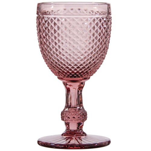 Copa de Vidrio para Vino Tinto Decorada en Relieve Morada Samyo