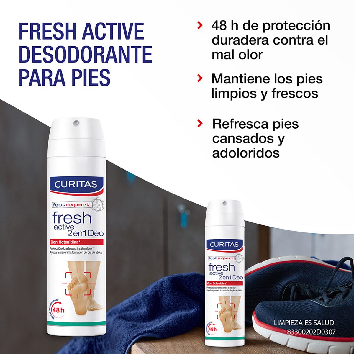 Desodorante Spray Pies Fresh Acti 150 ml image number 2