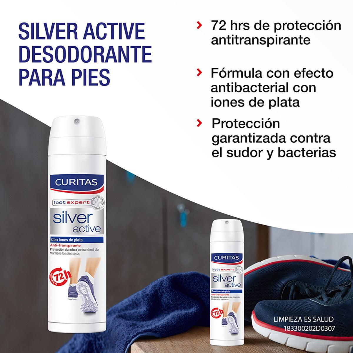Curitas Desodorante Antimicótico Silver Active 48 H Protección Del Mal Olor image number 2