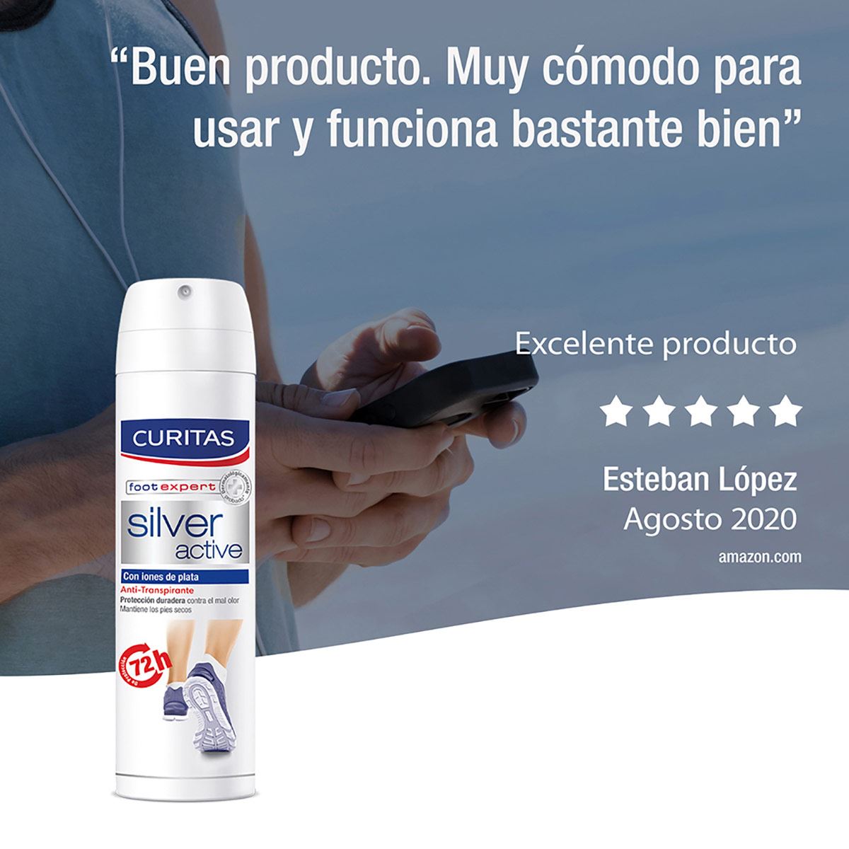 Curitas Desodorante Antimicótico Silver Active 48 H Protección Del Mal Olor image number 4