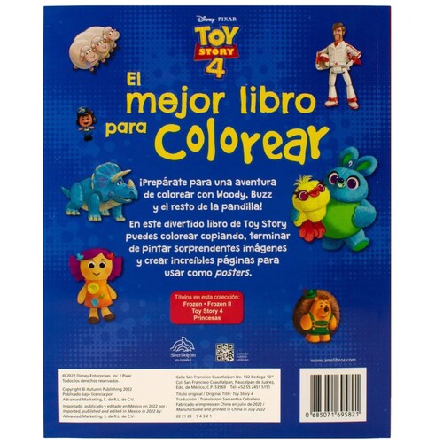 Mejor Libro para Colorear de Toy Story 4