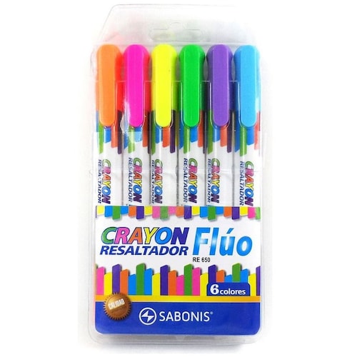 Crayones Resaltadores Set X 6 Colores