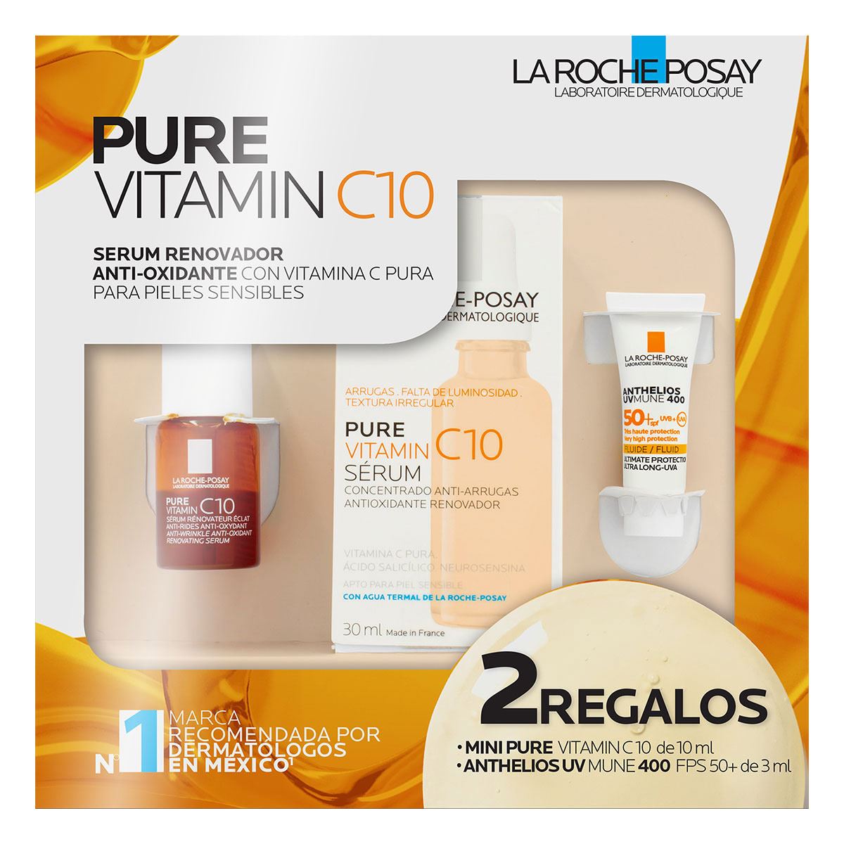 Kit De Sérum Facial Anti-Oxidante Pieles Sensibles Con Vitamina C Pura + Desmaquillante + Bloqueador Solar De Regalo image number 0