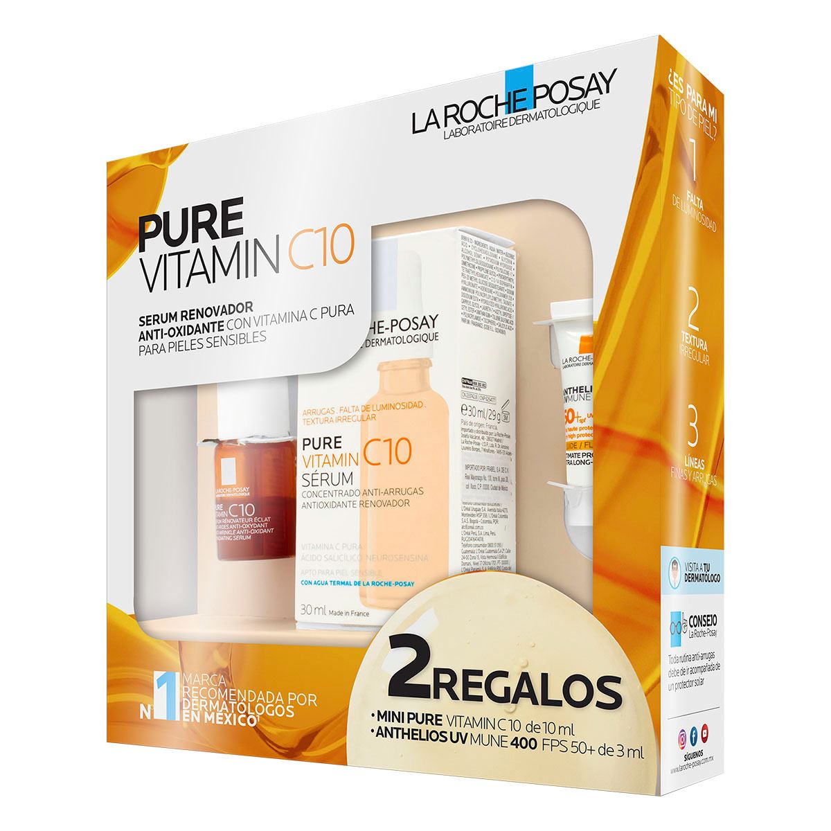Kit De Sérum Facial Anti-Oxidante Pieles Sensibles Con Vitamina C Pura + Desmaquillante + Bloqueador Solar De Regalo image number 1