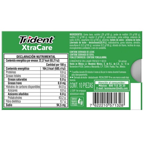 Chicles Trident Xtra Care Yerb