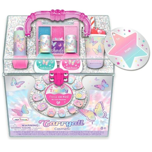 Juego Cosméticos y Accesorios con Estuche Mariposa para Niña Hot Focus