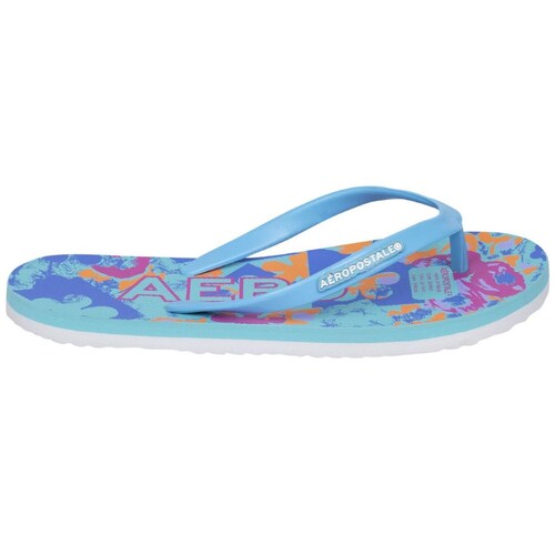 Sandalia Flip Flop con Flores Azul Aeropostale