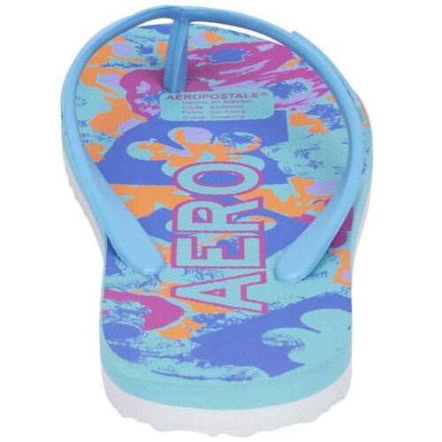 Sandalia Flip Flop con Flores Azul Aeropostale