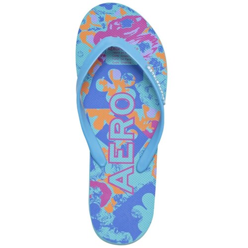 Sandalia Flip Flop con Flores Azul Aeropostale