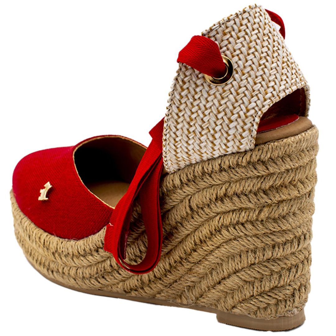 Zapato Alpargatas Ferrioni Alpargata Con Cuña Y Liston Roja Ferrioni