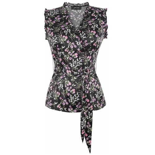 Blusa Just By Basel Sin Manga Cuello V Diseño Estampado Mini Floral