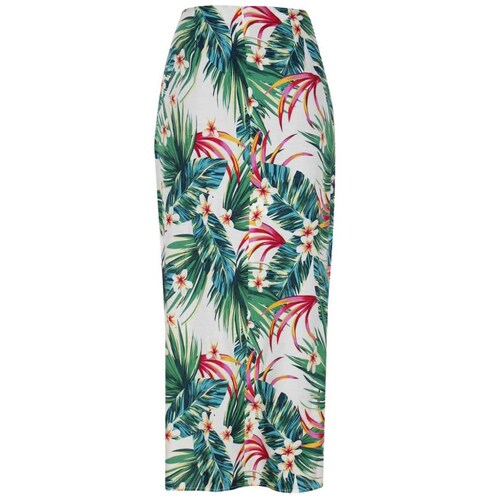 Falda Basel Corte Envolvente Diseño Estampado Tropical