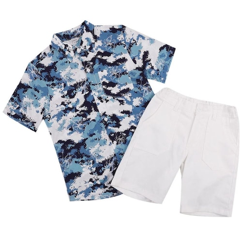 Conjunto para Niño Camisa Hawaiana Manga Corta Y Bermuda Gabardina Ely Boy