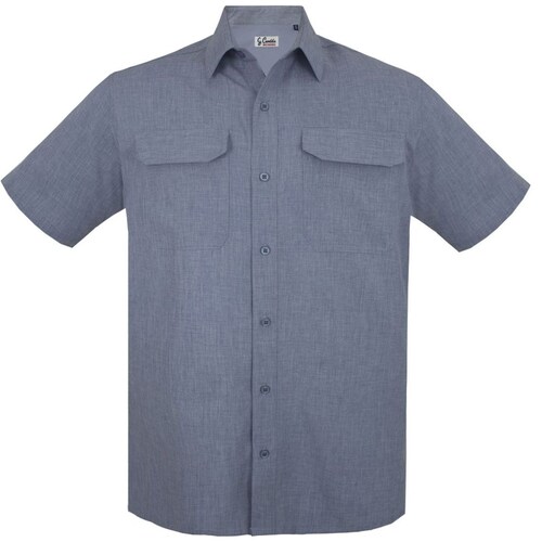 Camisa para Hombre Plus Manga Corta Lisa con Bolsas G Candila