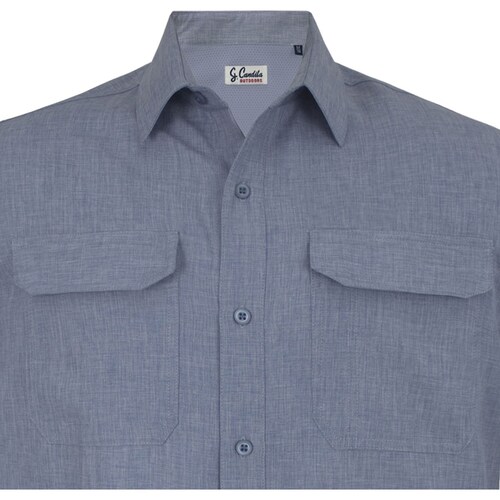 Camisa para Hombre Plus Manga Corta Lisa con Bolsas G Candila
