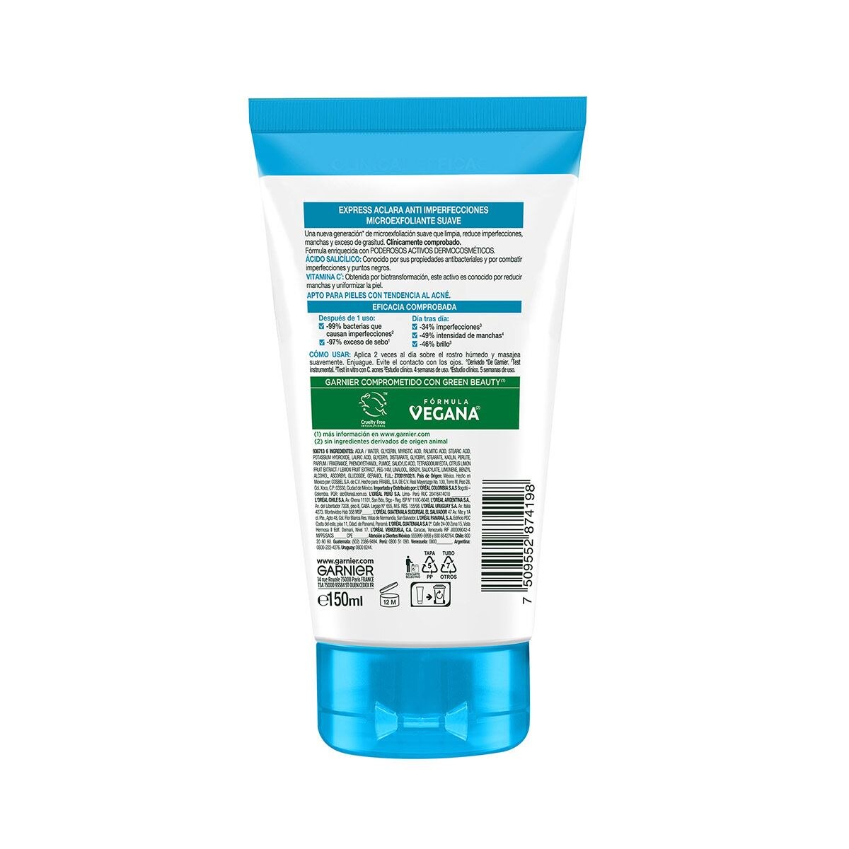 Garnier Express Exfoliante Facial Aclara Anti Acné de 150 ml image number 1