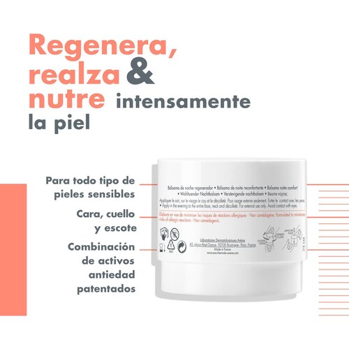 Avène Dermabsolu Bálsamo de Noche Regenerador Crema Anti Edad Piel Sensible