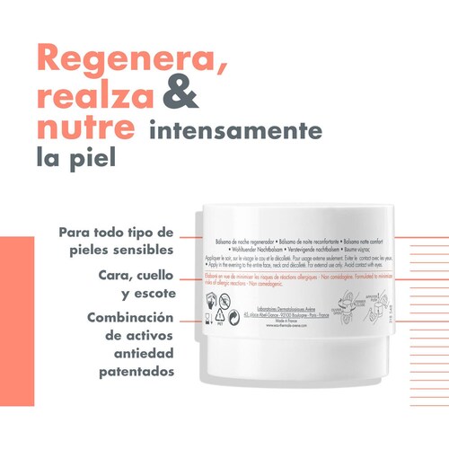 Dermabsolu Bálsamo de Noche Regenerador Crema Anti Edad Piel Sensible Avène