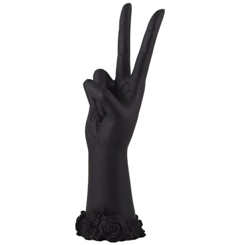Home Nature Figura Decorativa Mano Peace Color Negro 20*7.5*6.5 Cm