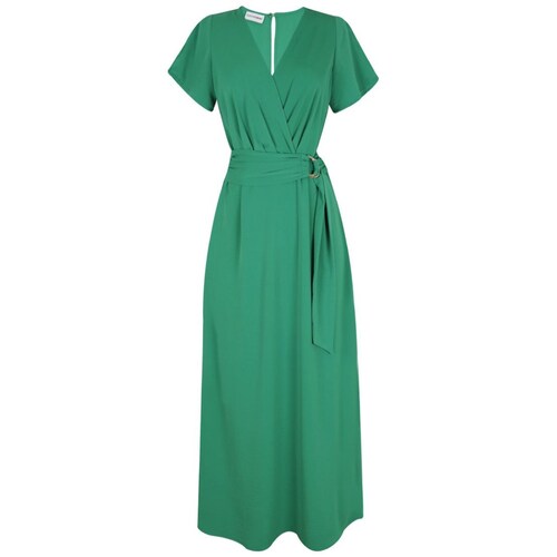 Vestido  City Femme Manga Corta Cuello V Cruzado Diseño Liso